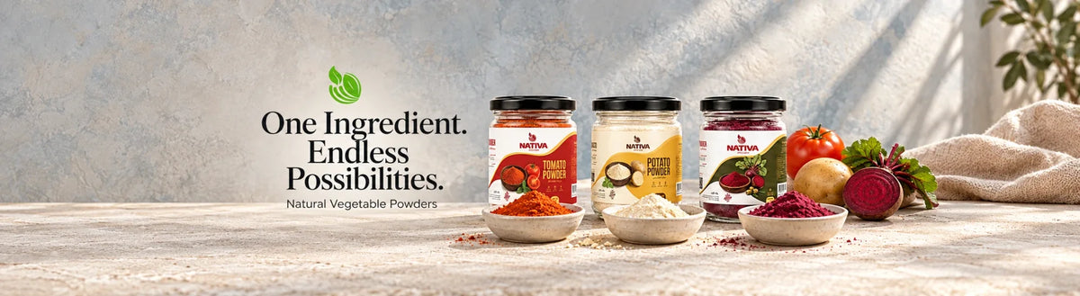 NATIVA natural vegetable powders: tomato, potato and beetroot